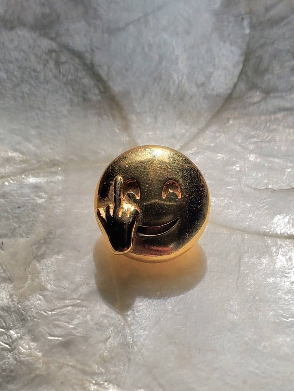 Etsy Gold Emoji Pin with Winking Face